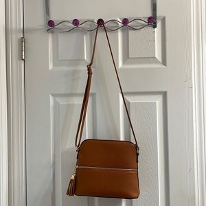tan small leather cross body purse